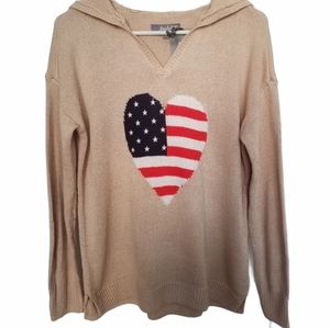 Marled Reunited Heart Flag Star Sweater Hoodie